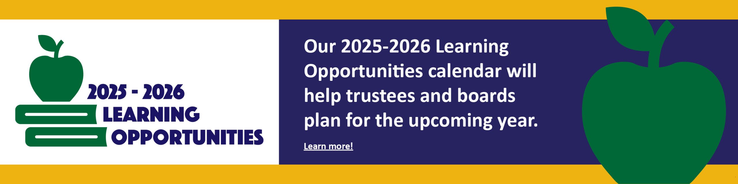 Decorative banner Image linking to Learning Opportunities Calendar